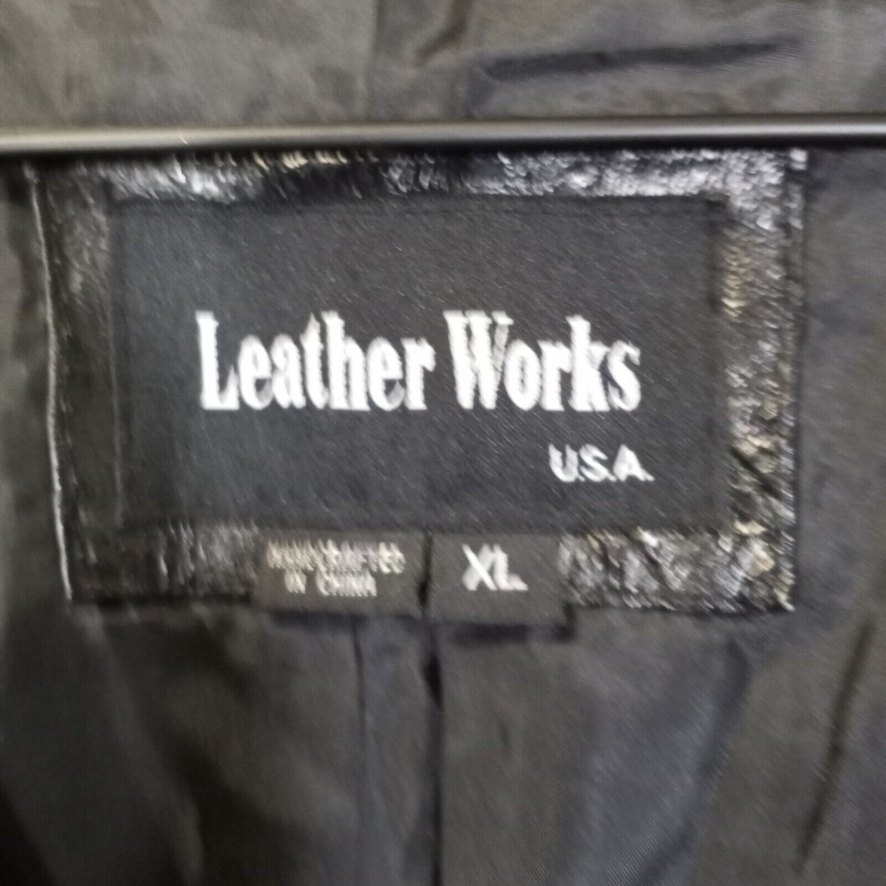 Leather Works Black Patchwork Motorcycle Biker Ve… - image 4